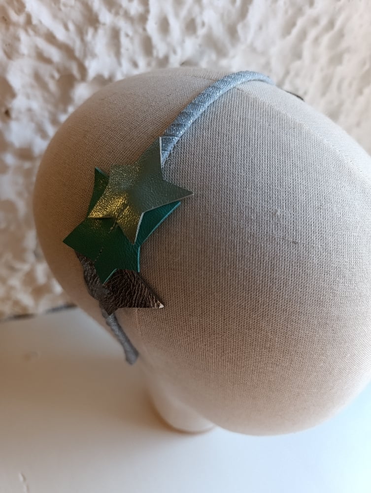 Image of Cerchietto stelle imperfette ambo lati argento/turchese