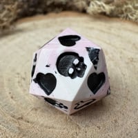 Image 4 of Pink and Black Death Save D20 Dice for Dungeons and Dragons
