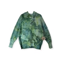 Image 1 of S/M Pocket Hoodie Pullover in Verdant Watercolor Ice Dye
