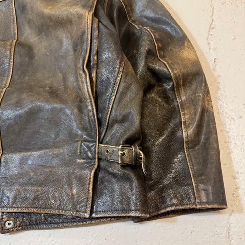 Image of 1990s Cropped Heavyweight Leather Jacket, Size Large