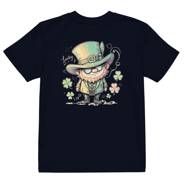 Image of Lucky Leprechaun Organic -Embroidered front-cotton kids t-shirt