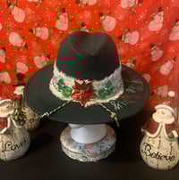 Image 4 of "Jingle All The Way" Hand-Burned Narrow Brim Christmas Hat