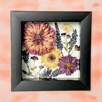 Image 4 of Zinnia, Mum, Cosmo, Veronica & Daisy - Wildflower Art In 6" X 6" Shadow Box (Item# 202307S)