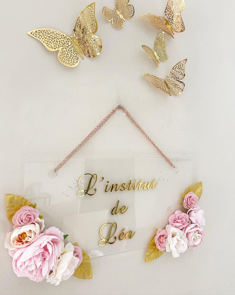 Image of Plaque porte fleurie plexi