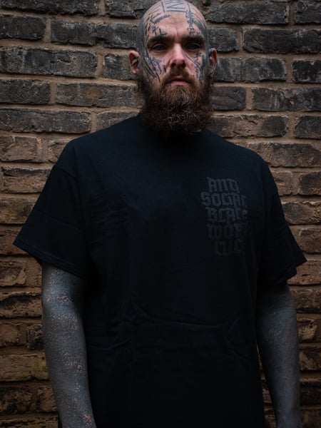 Image of Anti Social Blackwork Cvlt Shirt (All Black Edition) 