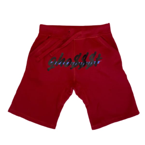 Image of Ghost $$$ Sweatshorts in Red/Blue/Black