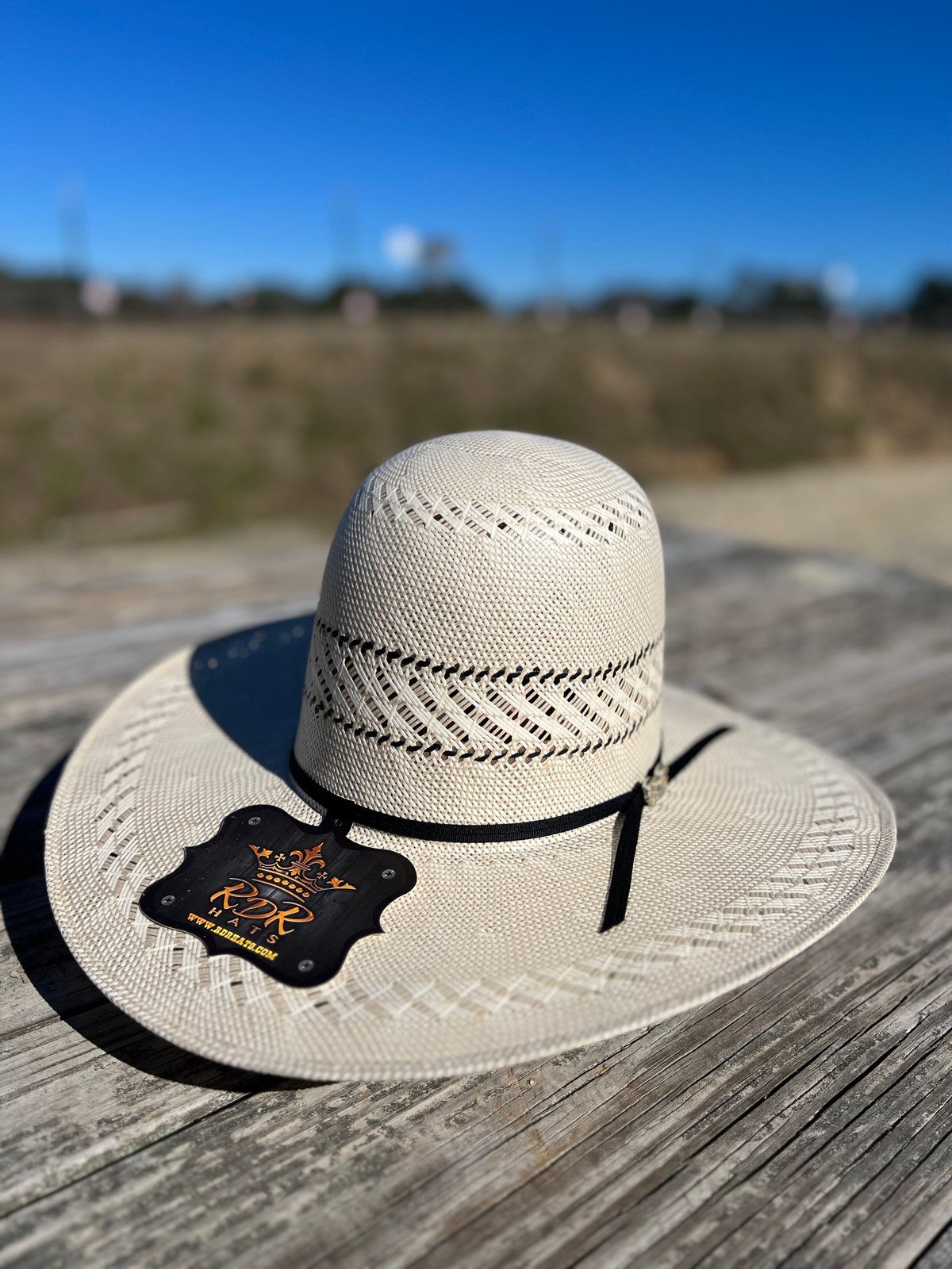 RDR 30x Black Ivory Open Crown Straw Hat | El Zacatecas Western Wear