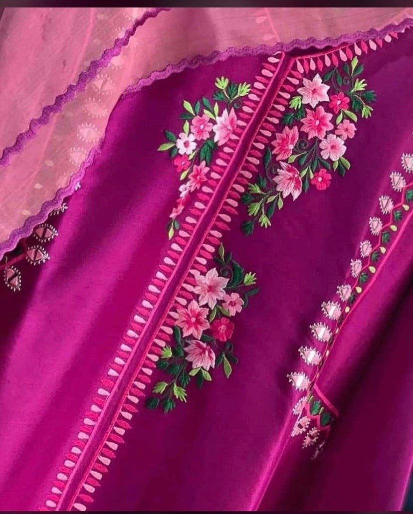 Silk pink embroidery 