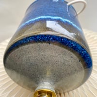 Image 3 of Blue And Grey Table Lamp With Brass Fitting