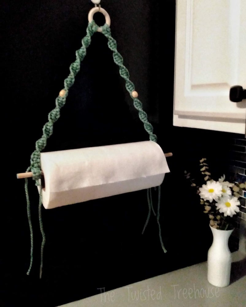Image of Colorful Paper Towel Holder, Boho Kitchen Hanger, Macrame