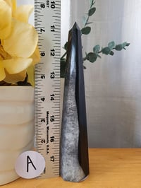 Image 3 of 7" Black Onyx Agate Tower Natural Healing Crystal 2 Styles
