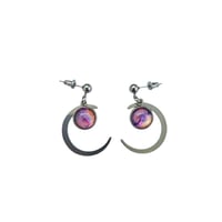 Image 1 of Nebula Inspired-Handpainted Acrylic Pour Dangle Earrings
