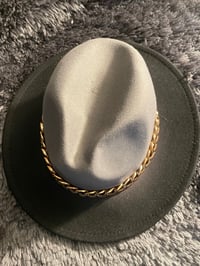 Image 1 of Gray & Black Fedora Hat