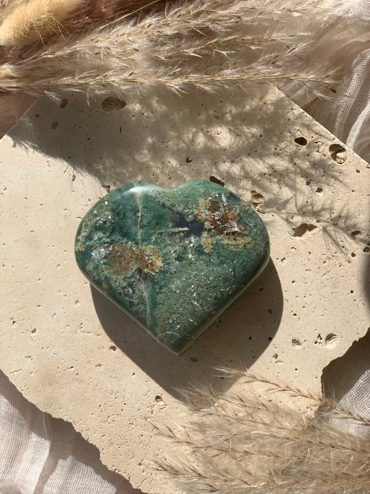 Image of Moss Agate Heart Carvings (lge)