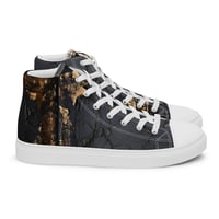 Image 5 of Gold and Black Tattered Texture Look Goth Inspired Women’s high top canvas shoes