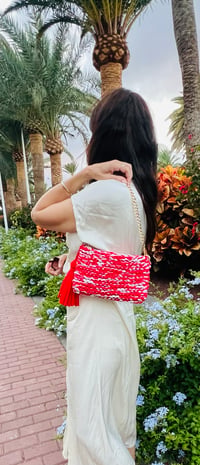 Image 3 of Red gold statement bag