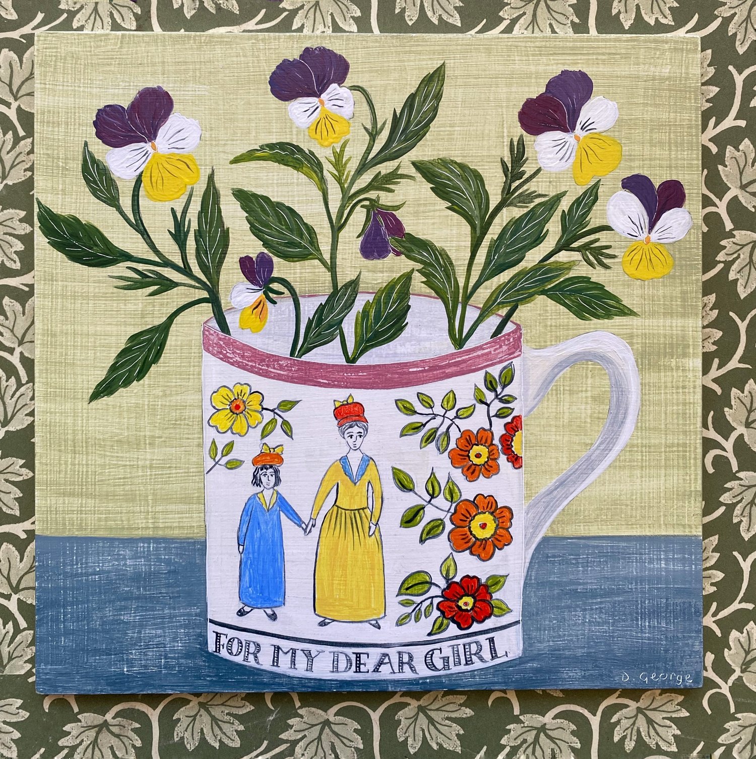 Image of Dear girl cup and wild Pansies