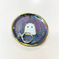 Image 2 of Dark Purple mini ghost trinket dish with rainbow effect (2.5 inches diameter) 