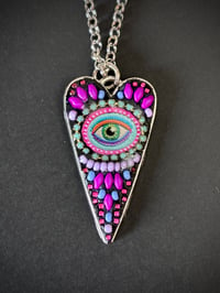 Image 1 of Mystic Eye Heart Necklace - Black/Fuschia 