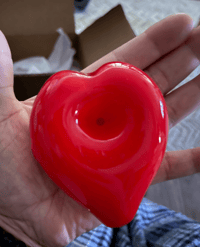 Image 1 of Heavy Red Glass, Heart-Shaped Pipe, Beautiful Glass Smoking Bowl, Tobacco Bowl  