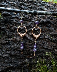 Image 2 of Amethyst small hoops 