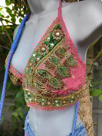 Image 3 of Bralette halter neck top jewel dark pink with two ties at the back