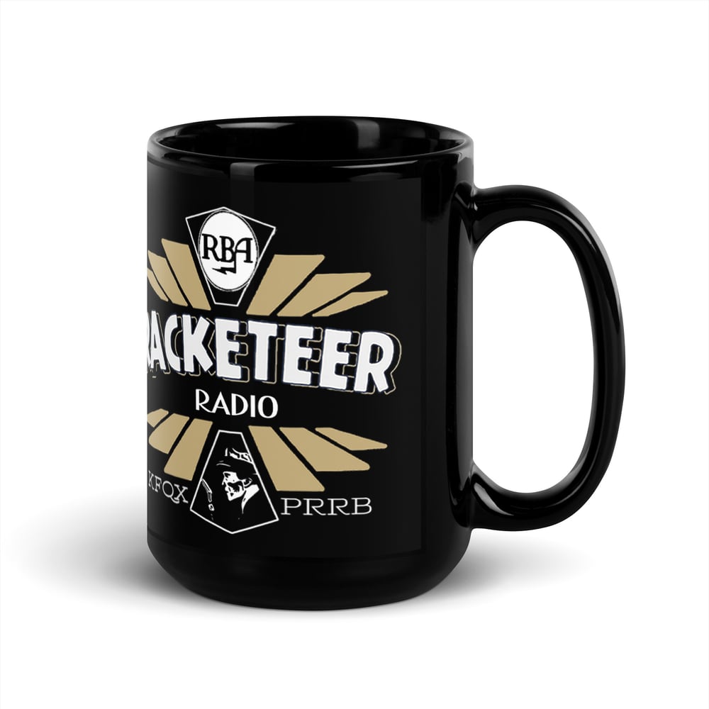 RBA Racketeer Radio KFQX Black Glossy Mug