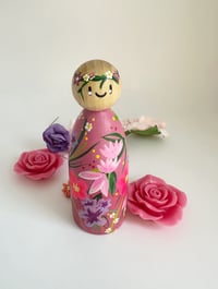 Image 1 of FLORA - Floral patterned Peg Doll