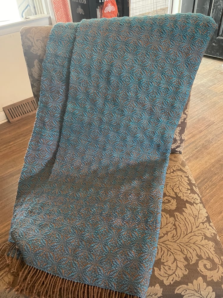 Image of Handwoven throw Fawn/blue pedals