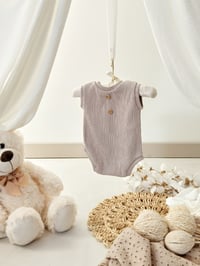 Image 1 of Photo prop | Newborn boy onesie for photoshoot | Robbie| neutral beige | sleeveless