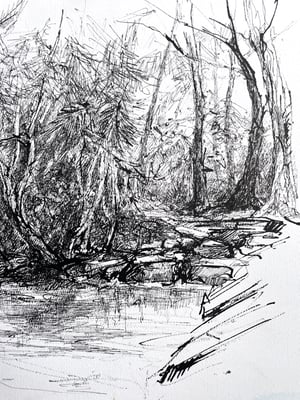 Image of VINTAGE DUTCH DRAWING: LANDSCAPE #10