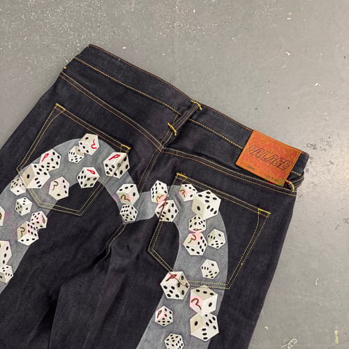 Image of BNWT SS24 Palace x Evisu Raw Denim Jeans, size 32”x32”