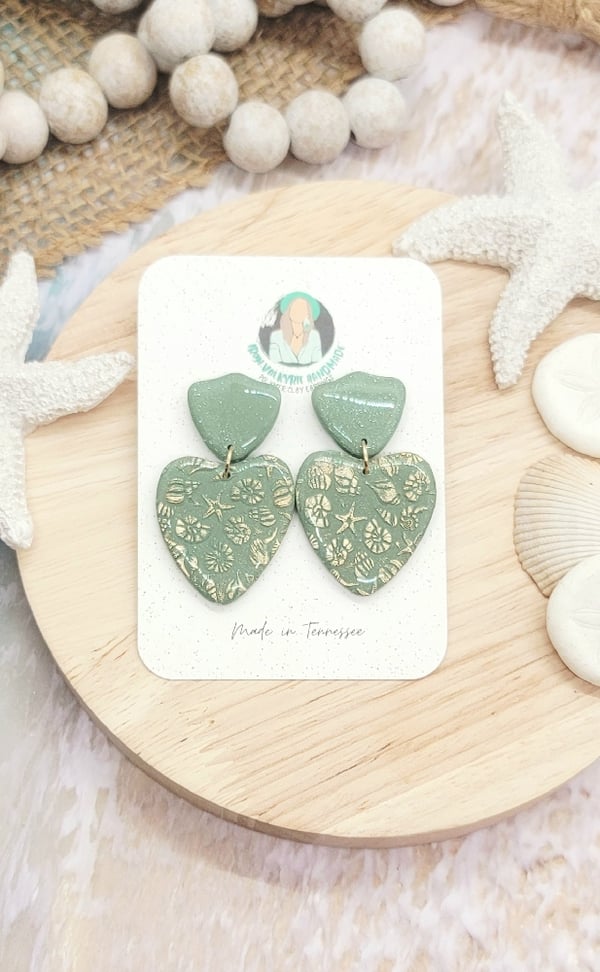Image of Sage Seashell Dangles