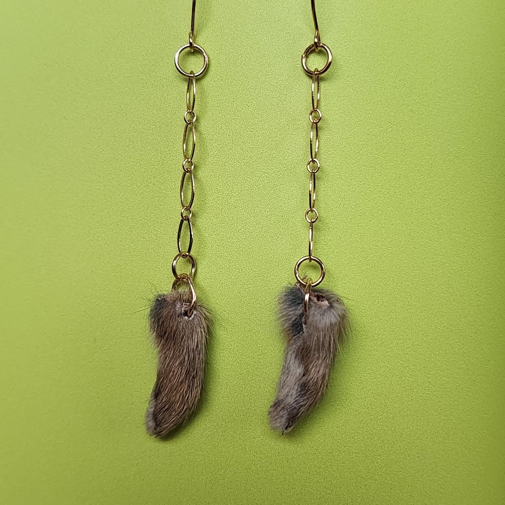 Image of baby rabbit's foot earrings
