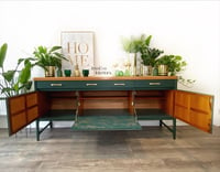 Image 2 of Mid century modern vintage Nathan Squares SIDEBOARD / TV CABINET / DRINKS CABINET painted in green