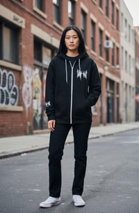 Image 3 of Dripping black zip up 