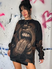 Image 3 of “FUCK IT” CUSTOM BLEACH PAINTED PULLOVER SWEATER LARGE