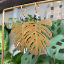 Image 2 of Dalmatian Jasper Monstera Earrings
