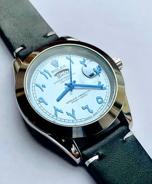 Image of eye catching rolex oyster perpetual day date arabic numerals gents watch,new,quartz,