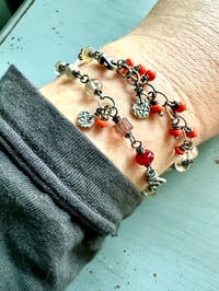 Image 2 of labradorite tourmaline and ruby charm bracelet