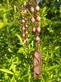 Image 1 of Rose Quartz w/ Rhodochrosite Aura Necklace 