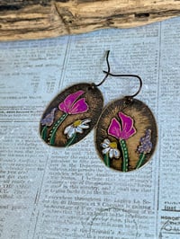 Image 3 of Flowered Etched Earrings 