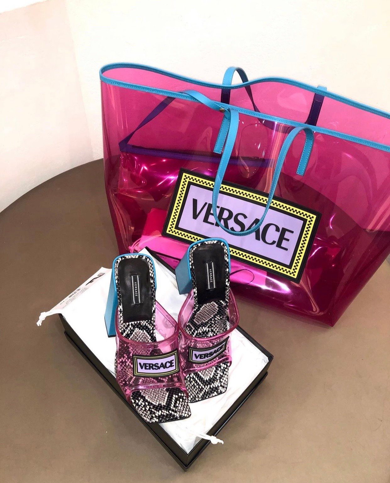 Image of VERSACE SS19 RUNWAY PVC SQUARE TOE MULE (SIZE 39)