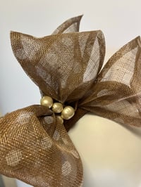 Image 3 of Taupe polka dot bow
