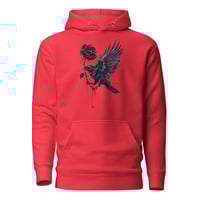 Image 3 of Unisex Hoodie, Gothic Raven With Bleeding Red Rose Hoodie