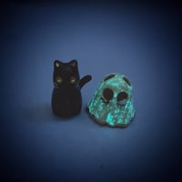 Image 7 of Glow In Dark Black Cat With Ghost Mask Ceramic Figurine