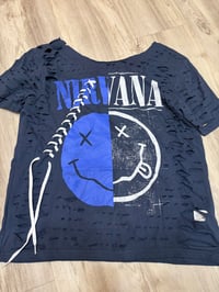 Large nirv blue off shoulder lace destroyed