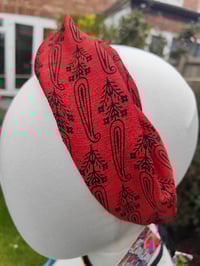 Image 2 of Boho turban Head Band- sari fabric red and orange
