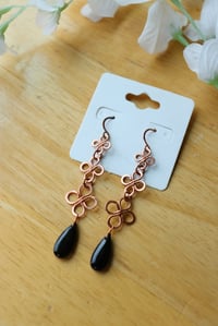 Image 1 of Copper + Black Onyx Clover Earrings