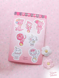 Image 1 of Circus Cookies Stickers | Pastel Goth Kitsch Animal Art on Matte Vinyl Sheets